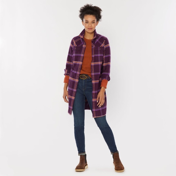 The Folklore Flannel Duster - Purple Elderberry Windowpane Plaid - sz M - Picture 3 of 4
